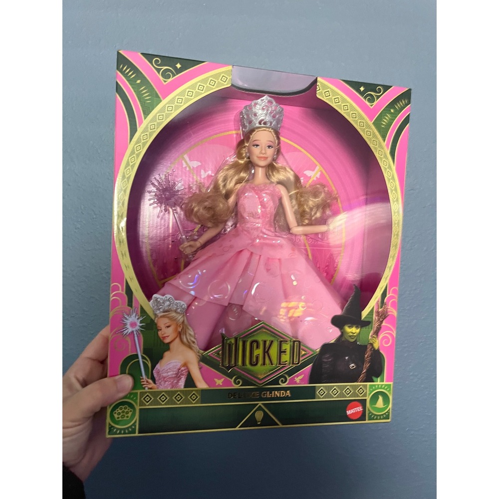 Mattel Wicked Deluxe Glinda Doll‎ Blonde Sparkly Pink Gown Crown Wand